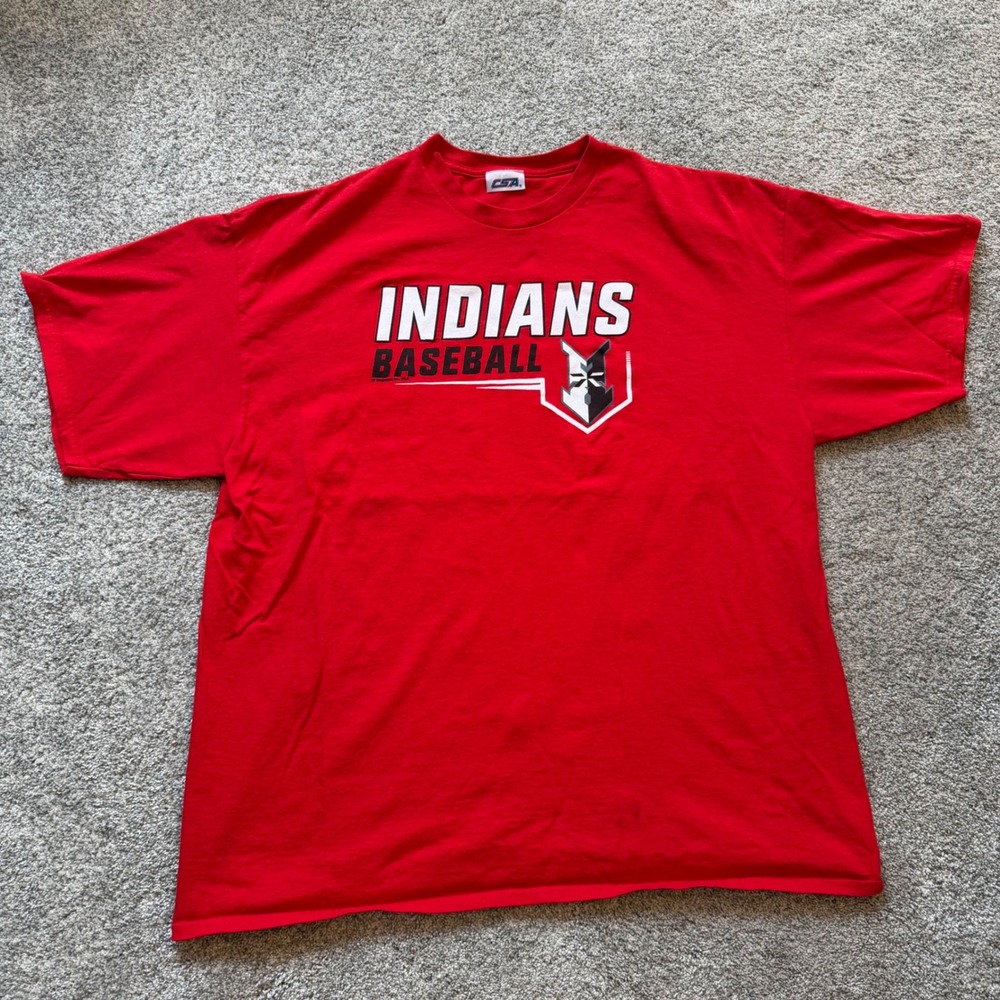 Vintage Y2K CSA Cleveland Indians Baseball Graphic T-Shirt Red Mens XL